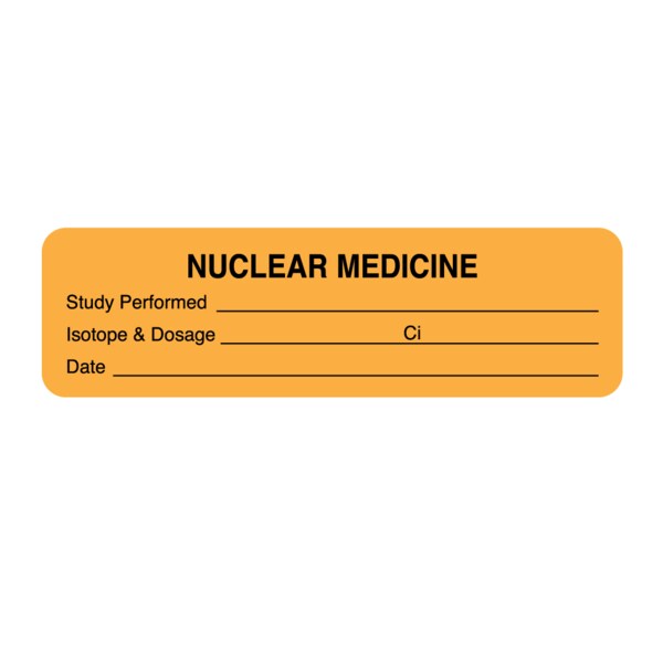 Nuclear Medicine Labels - Study Performed 7/8" x 3" Mustard w/Black